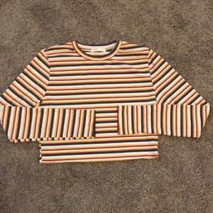 ROMWE Long sleeve Striped Crop Top (NWOT)